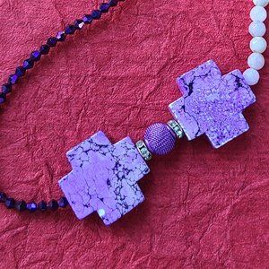 Long Women Handmade necklace-Religious necklace-Cross neckalce